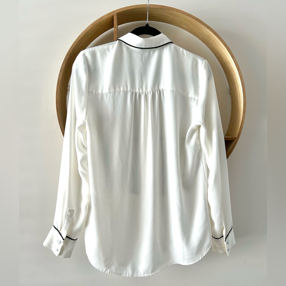 H&M White Dress Shirt with Black Piping - Picture 4 of 6